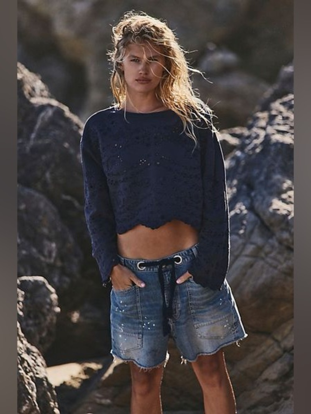 NWT Free People Iris Embroidered Sweatshirt